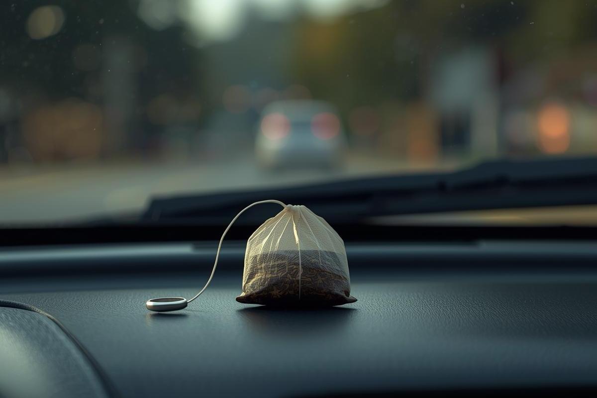 Bustina tè sul cruscotto